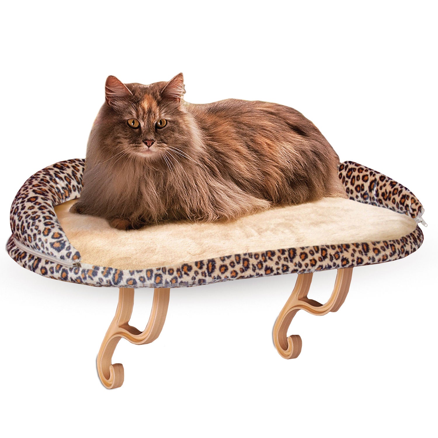 K&H Pet Products Deluxe Kitty Sill with Bolster Leopard 14″ x 24″ x 10″ 