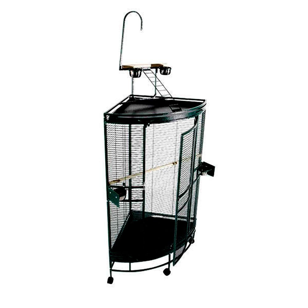 				 				 		  CC2525 Black - 36"x25"x66" Medium Corner Cage with PlayTop