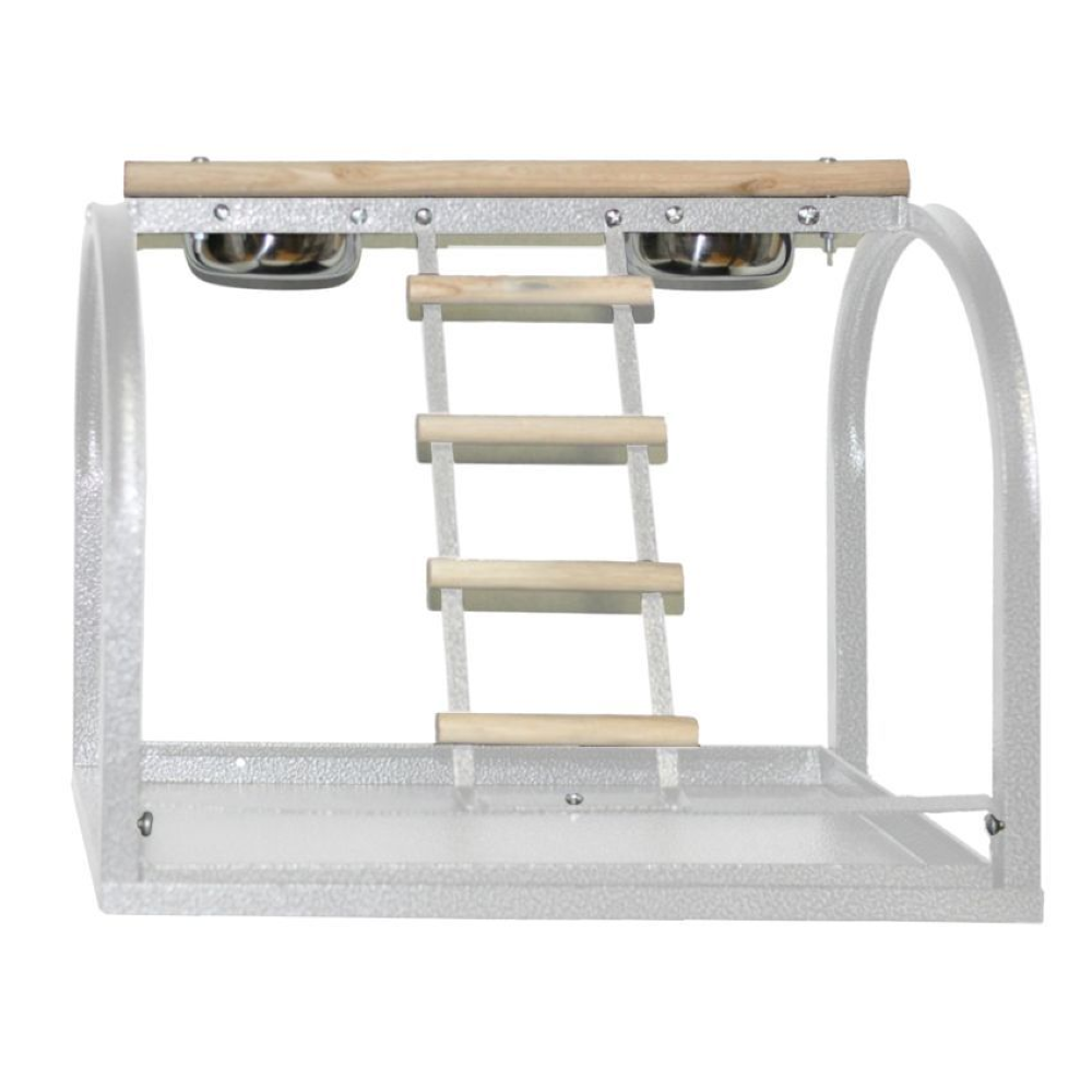 A&E Cage White Table Play Stand with Ladders and Cups, 21" L X 14" W X 18" H 