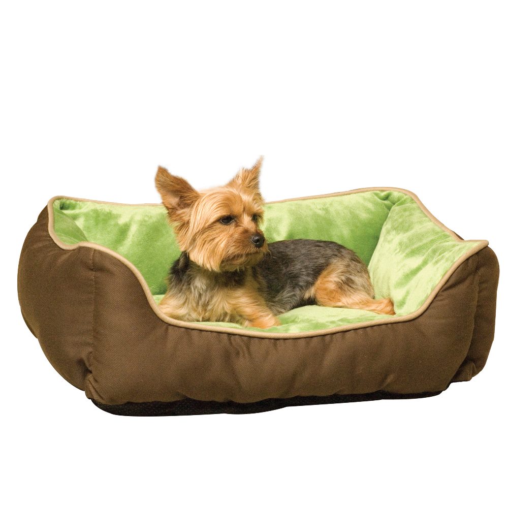 K&H Pet Products Lounge Sleeper Self-Warming Pet Bed Mocha / Green 16″ x 20″ x 6″ – KH3161