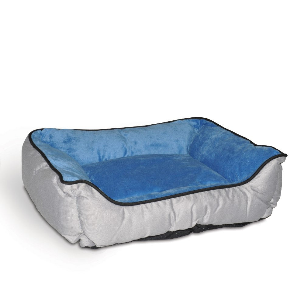 K&H Pet Products Lounge Sleeper Self-Warming Pet Bed Gray / Blue 16″ x 20″ x 6″ – KH3162