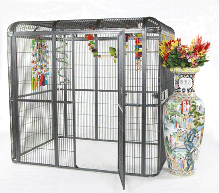 A&E Cage Co. Walk-in Aviary 110'' x 62'' x 79''-Black